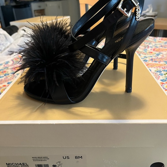 BNIB MK ostrich feather heels sz 7.5 and sz 8 - Picture 4 of 8